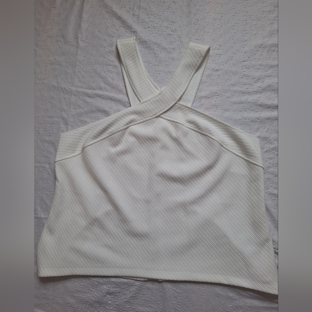 Anthropologie White Bustier Crop Tank Top - image 1